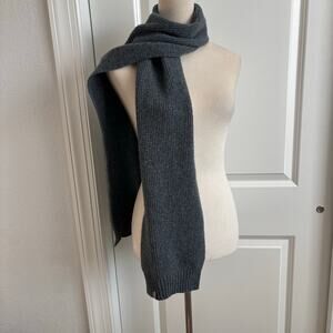 Smartwool Merino Wool Ribbed Knit Scarf Charcoal Gray Winter Warm Unisex